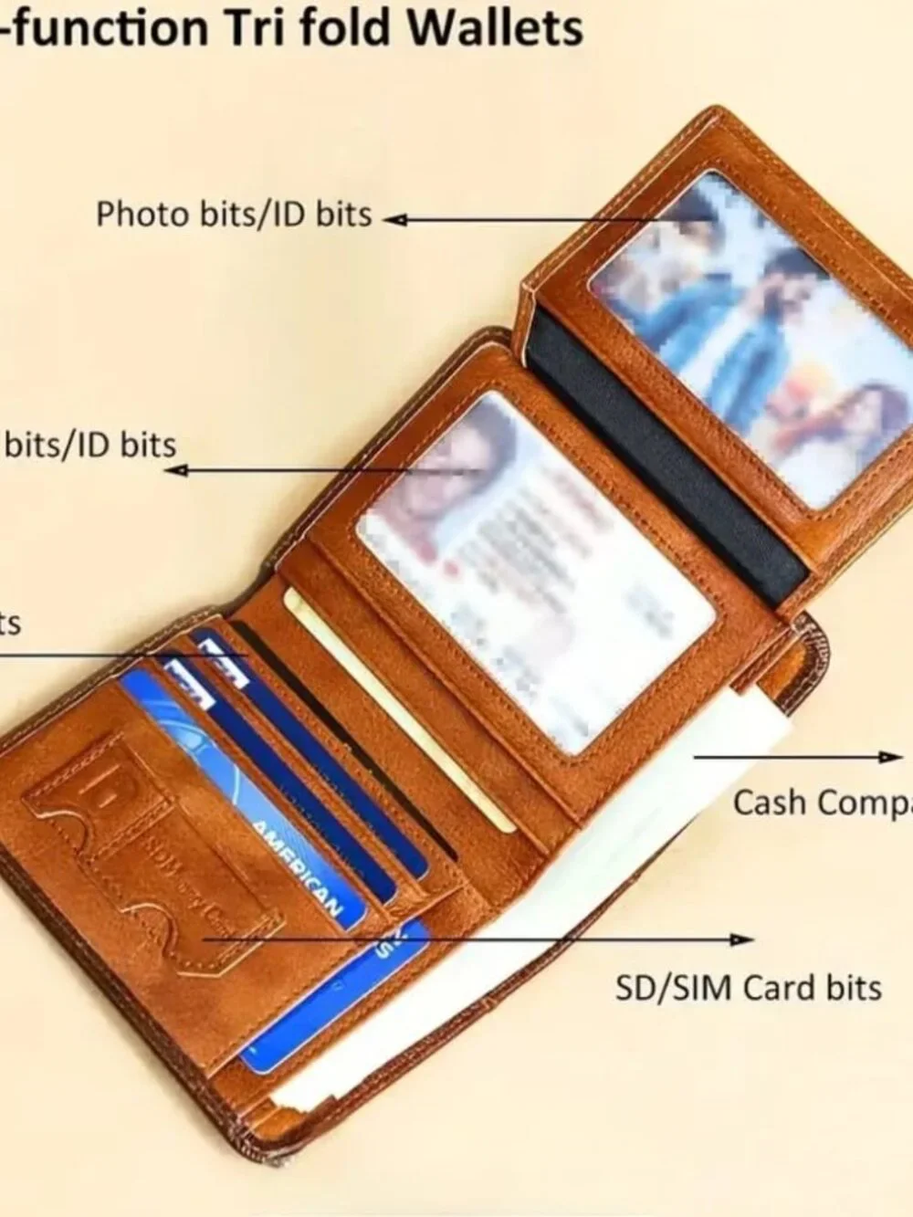NEW Genuine Leather Wallet Slim Short Multifunction Retro Credit Card Holder